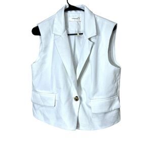 Commense White Sleeveless Vest Blazer Size L‎
